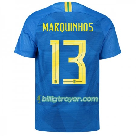 Billige Fotballdrakter Brasil Marquinhos 13 VM 2018 Bortedraktsett